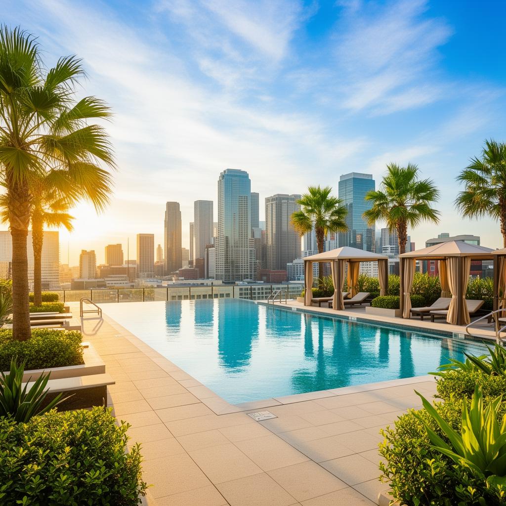 Resort pool deck at a luxury Houston apartment community